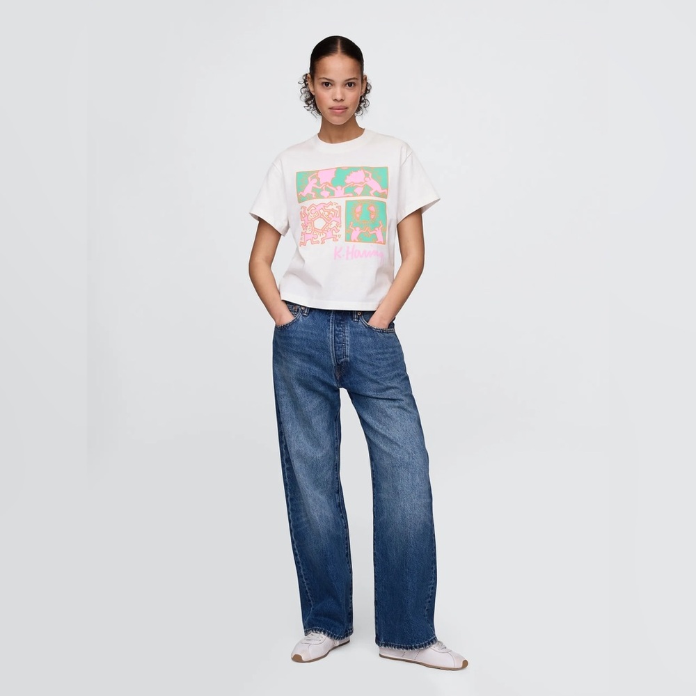 GAP x Keith Haring Art Girl Streetwear Y2K Indie Style Wearable Art Minimalist - Picture 3 of 8